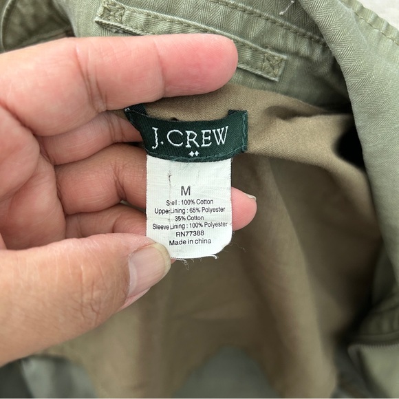 J Crew Factory Jacket Women M Utility Full Zip Hooded Big Pockets Olive Green - Picture 10 of 11